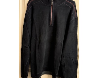 Tommy Bahama メンズ ハーフジップ プルオーバー セーター リバーシブル ブラック/グレー 2xL EUC