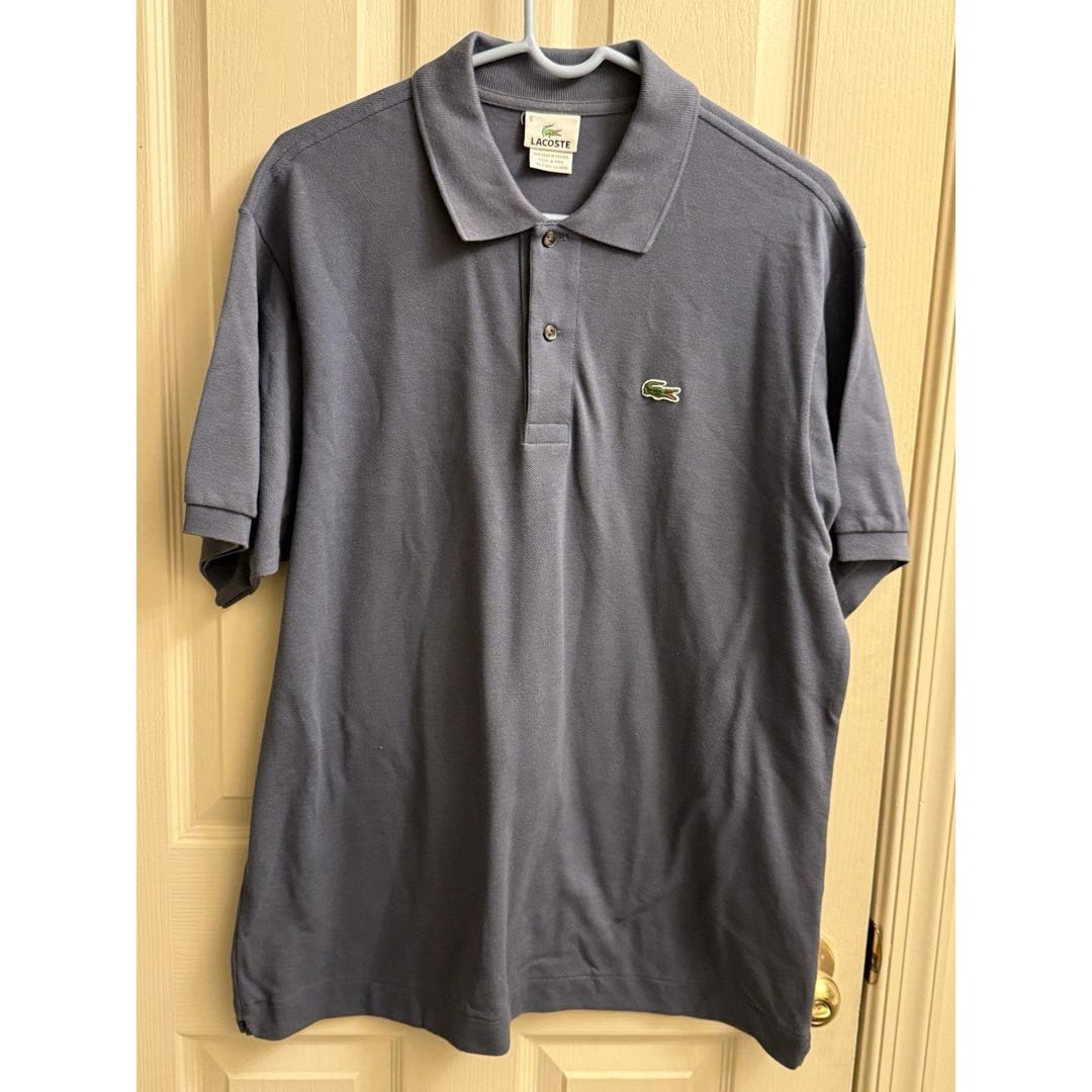 LACOSTE メンズ グレー ピケ コットン 半袖 ポロシャツ サイズ 6 XL