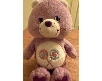 Oso de peluche Cariñoso SHARE Bear de 2002, 20 cm, morado, con piruletas, peluche de animales Cariñosos