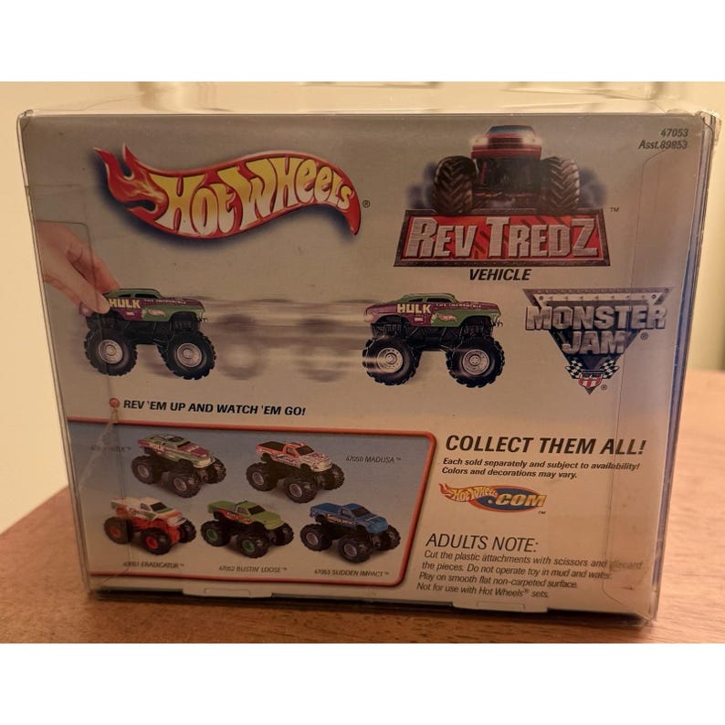 vtg mattel hot wheels rev tredz Monster jam SUDDEN IMPACT truck rev n go 2001 image 4