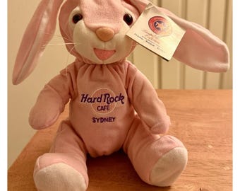 rare 2001 Pink Easter Bunny Hard Rock Cafe HERRINGTON'S teddy bear plush