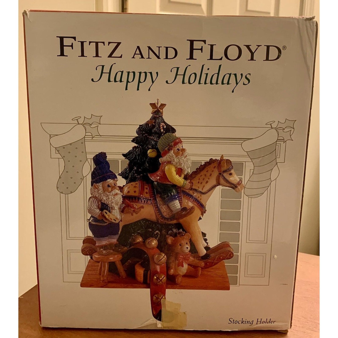 Vintage Fitz and Floyd Happy Holidays Stocking Holder Santa Tree