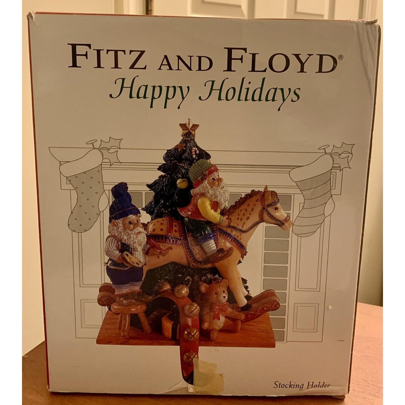 Vintage Fitz and Floyd Happy Holidays Stocking Holder Santa Tree