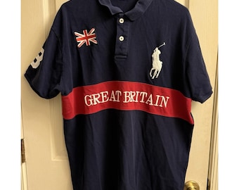 Vintage Polo Ralph Lauren Great Britain #3 Big Pony Poloshirt Herren XXL