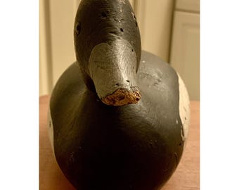 Vintage Carved & Painted Wooden Duck Decoy Blue Bill Weighted
