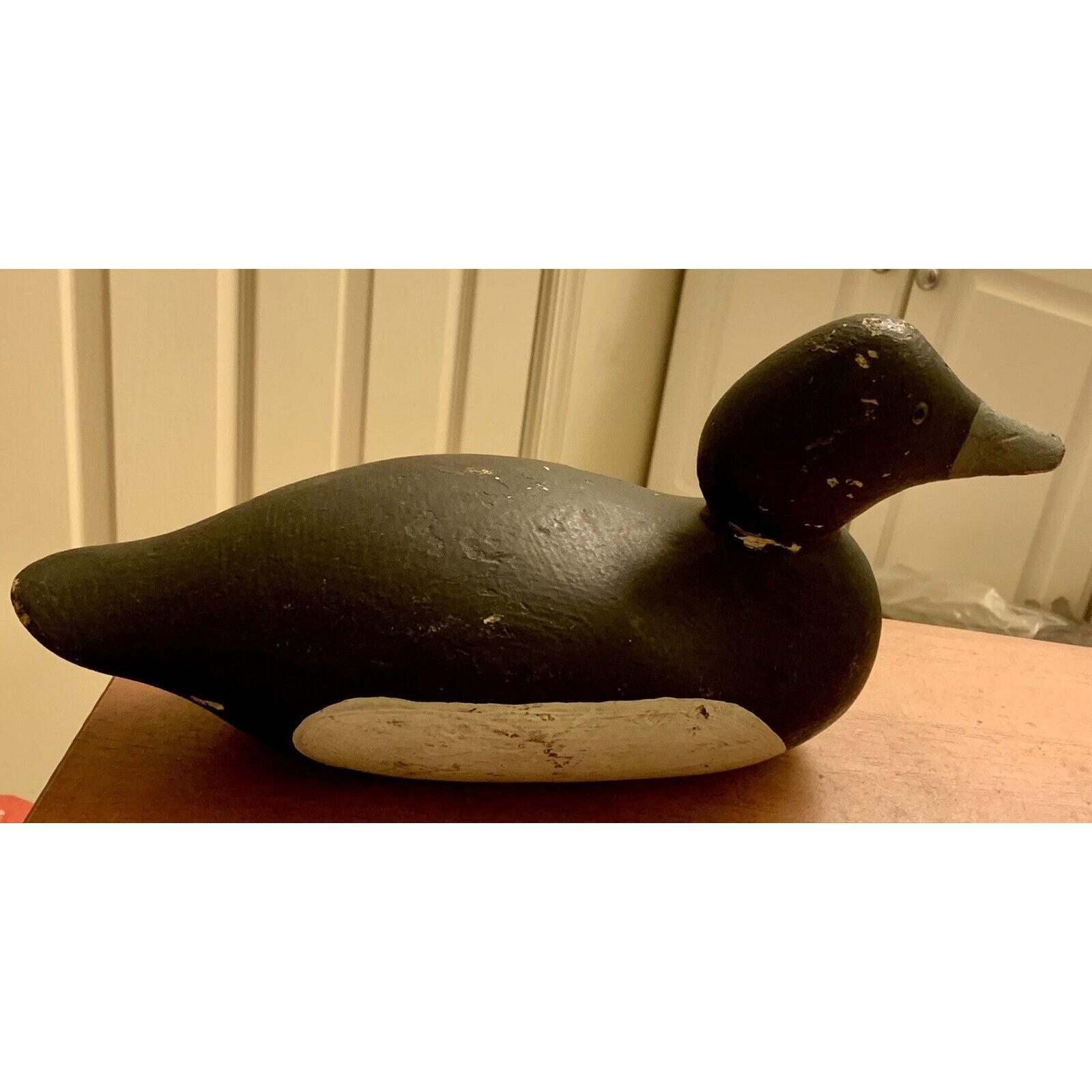 Vintage Carved & Painted Wooden Duck Decoy Blue Bill Weighted