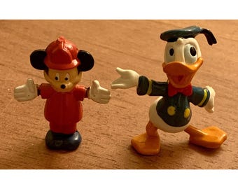 Vintage Walt Disney Miniatur kleine PVC Figuren Mickey Mouse und Donald Duck 5,5 cm