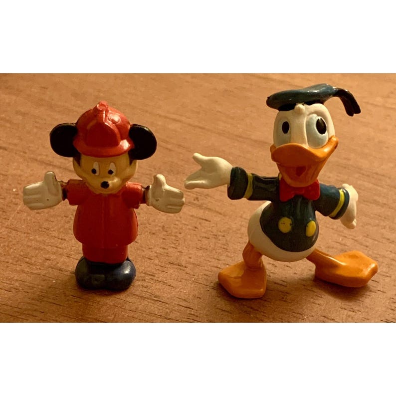 Vintage Walt Disney Miniature Tiny PVC Figures Mickey Mouse and Donald Duck 2" image 1