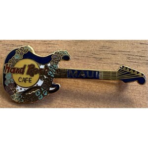 Hard Rock Cafe Maui Guitar Pin Dark Blue Stratocaster Guitar image 2