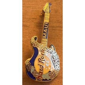 Hard Rock Cafe Maui Guitar Pin Dark Blue Stratocaster Guitar image 1