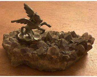 Vintage Spoontiques Pewter Unicorn w/Crystal on Lavender Hued Amethyst Base