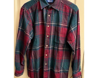 PENDLETON FLANNEL vintage virgin WOOL made in usa plaid medium