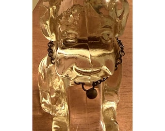 Dog Puppy Vintage 40's Glass Golden Lab Figurine Art Glass W/ Chain Collar