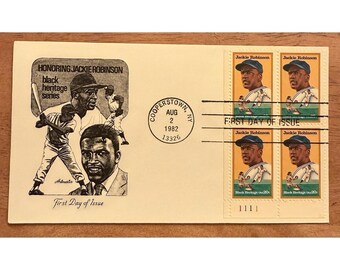 USA#2016 20c till minne av Jackie Robinson - Artmaster FDC Block 4 Frimärkescachet
