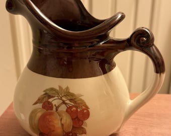 Vintage McCoy USA Keramik KANNA Fruktdesign Bruna Kräm Äpplen Körsbär