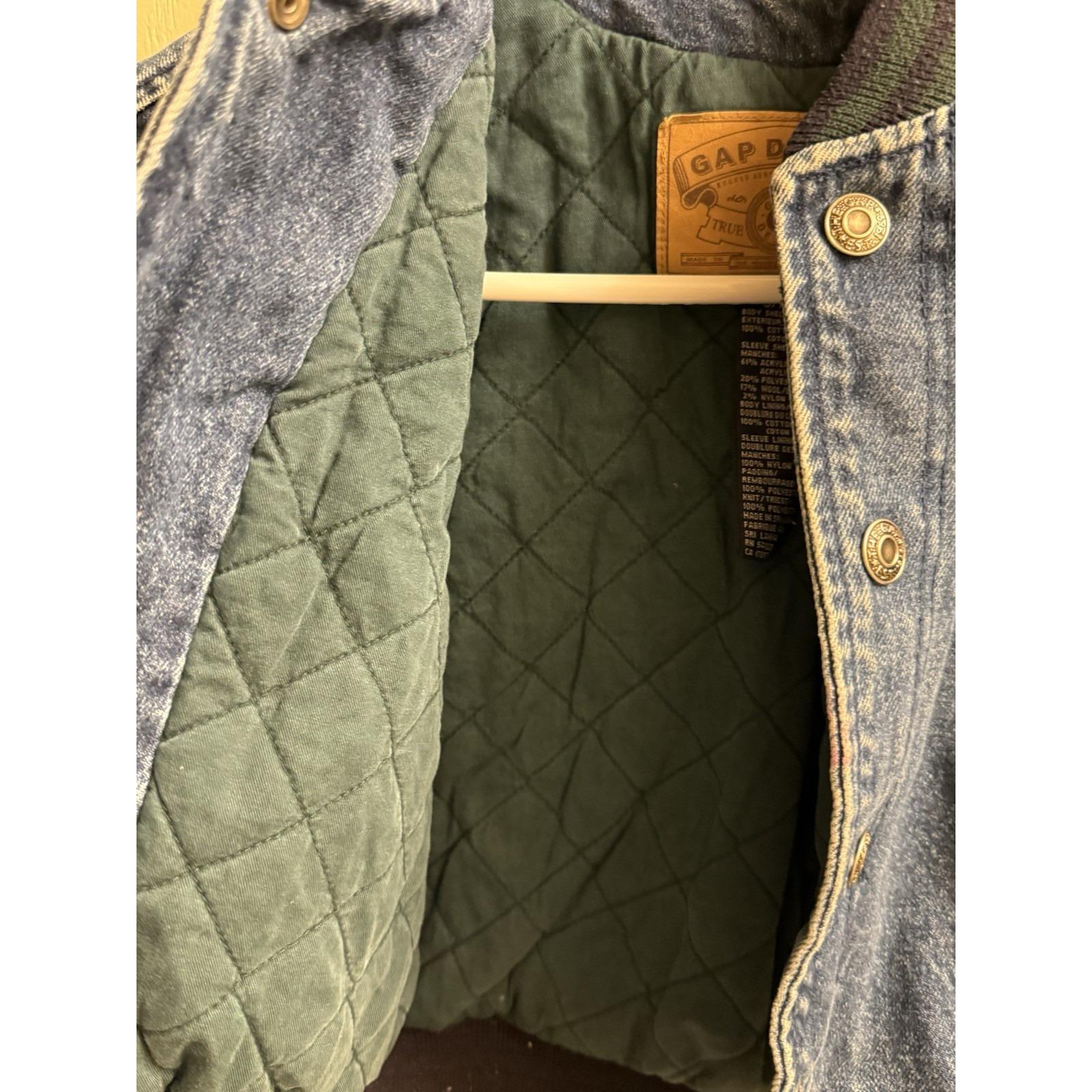 GAP Vintage 90s Denim Varsity Bomber Jacket Wool Blend Sleeves 