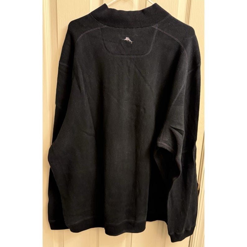 Tommy Bahama Maglione da uomo con mezza zip reversibile nero/grigio 2xL EUC immagine 4
