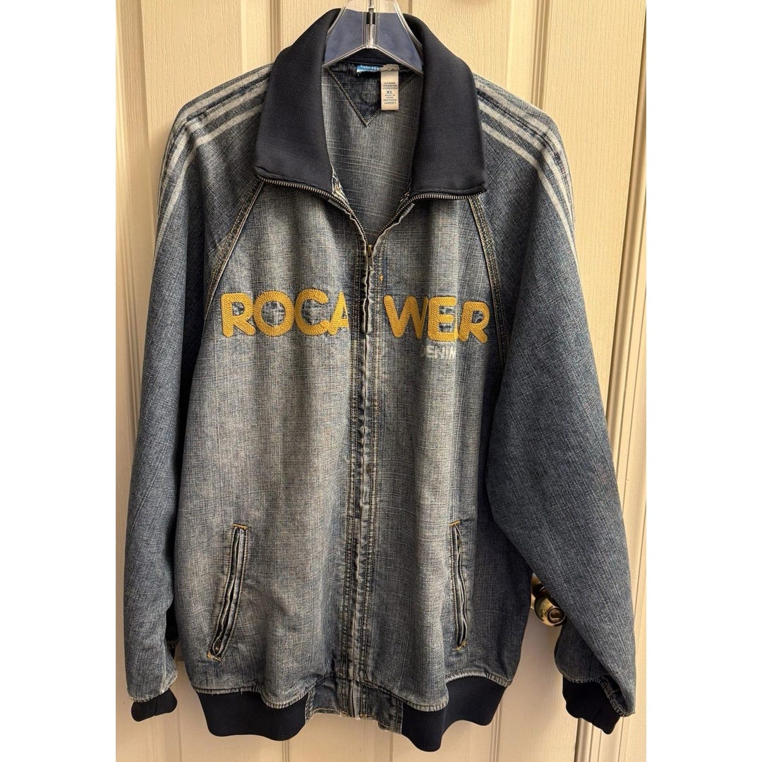 Vintage Rocawear ROC Denim Corp Denim Jacket Multi Patches