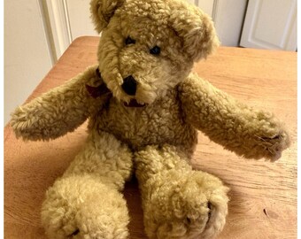 Vintage 90-tals Boyds Björn Brun 20 cm Plyschbjörn Vinröd Rosett. Sällsynt