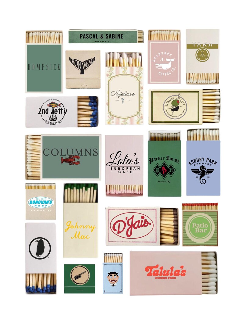 Matchboxes Patern Jersey Shore Bars Poster: Asbury Park NJ Matchbox Art (digital Print ...