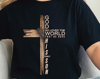 Jesus Png - Cross Png - God So Loved The World Cross PNG - Christian Png - Religious Faith Png - John 3:16 Png - Digital Download Png