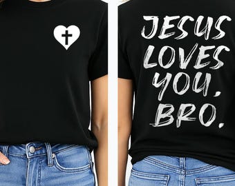 Jesús te ama hermano png - Divertido cristiano retro png - Versículo bíblico sublimación png - Descarga digital png (2 caras) vector png