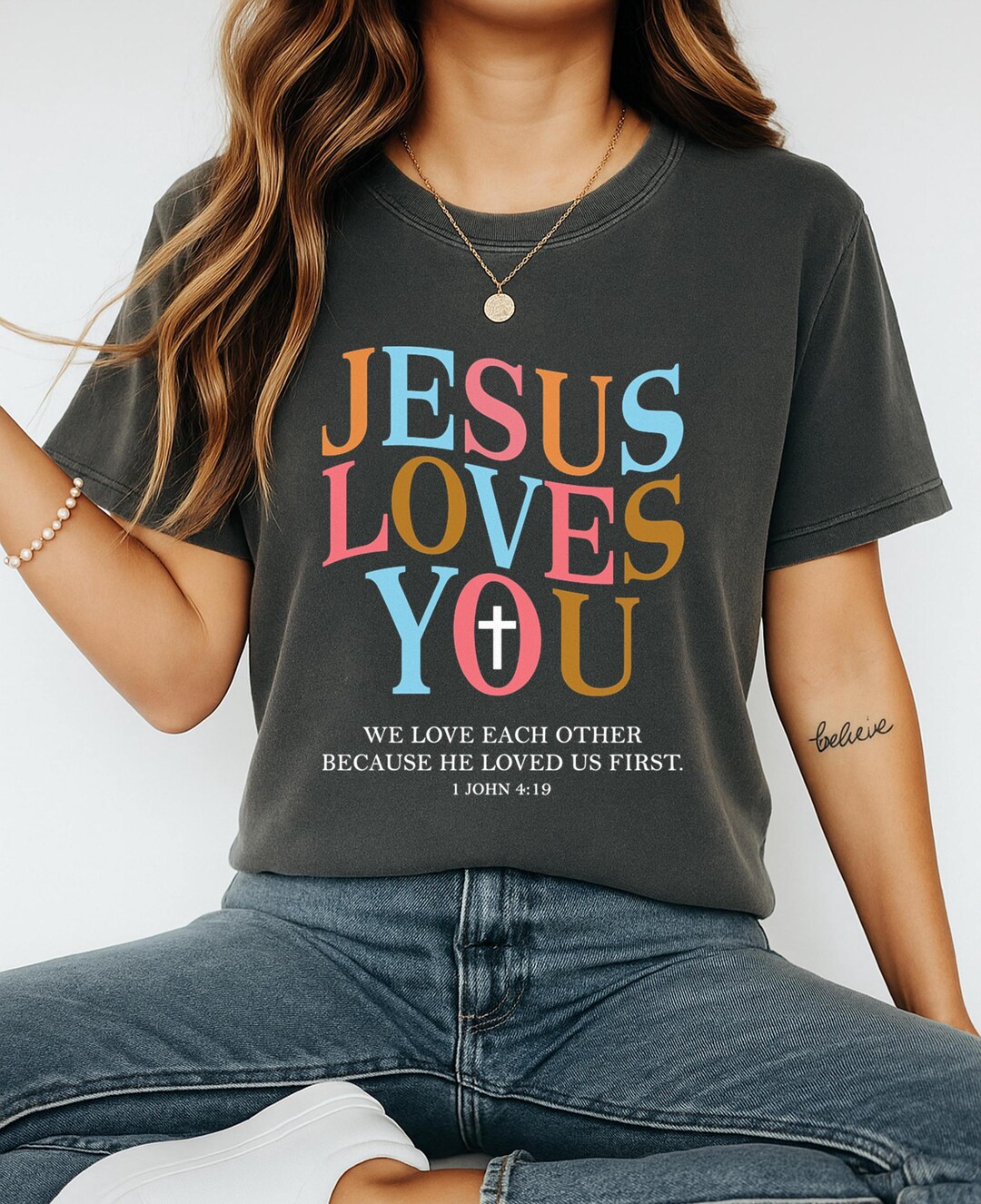 Jesus Loves You Shirt-jesus Christian Bible Verse Tee-god Religious ...