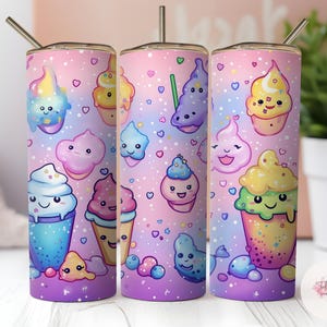 Ice cream tumbler wrap, 20oz Skinny Sublimation Tumbler Design, Cartoon cute, Sublimation Design Png, Digital Download