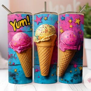 Ice cream tumbler wrap, 20oz Skinny Sublimation Tumbler Design, Cartoon cute, Sublimation Design Png, Digital Download