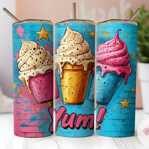 Ice cream tumbler wrap, 20oz Skinny Sublimation Tumbler Design, Cartoon cute, Sublimation Design Png, Digital Download