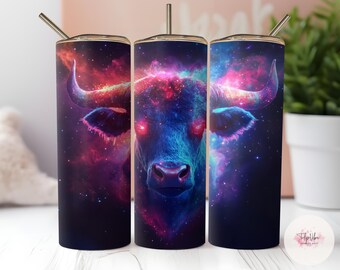Boho Western Bull Tumbler Wrap design, 20oz Skinny Sublimation Tumbler Design, Bull Sublimation Design Png, Digital Download