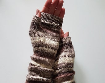 Brown Beige fingerless gloves, mittens
