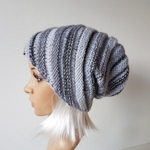 Knitted Slouchy Hat, Beanie Hat image 3
