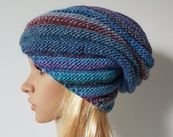 Knitted Snail Hat, Slouchy Wool Beanie, Winter Hat for women