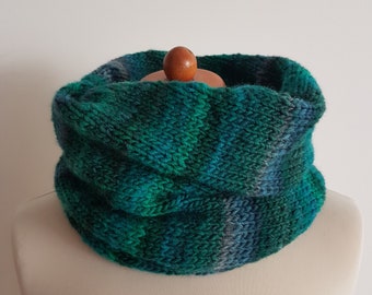 Neck warmer with a twist, a large turtleneck wrap , knitted cowl