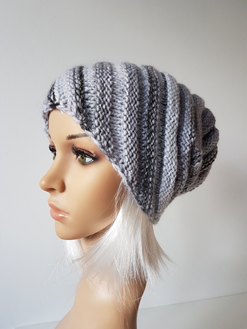 Knitted Slouchy Hat, Beanie Hat image 6