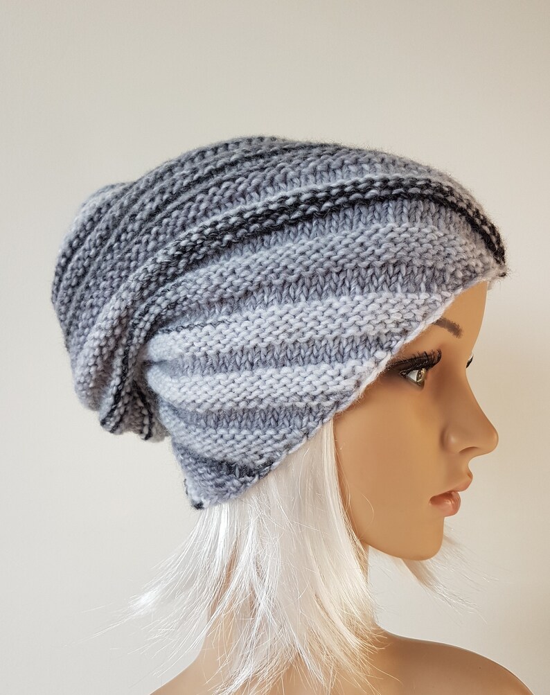 Knitted Slouchy Hat, Beanie Hat image 2
