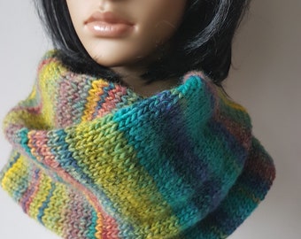 Neck warmer with a twist, a large turtleneck wrap , knitted cowl