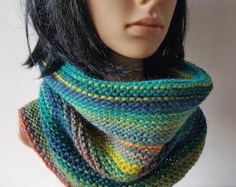 Hand knit cowl, wool neck warmer, scarf