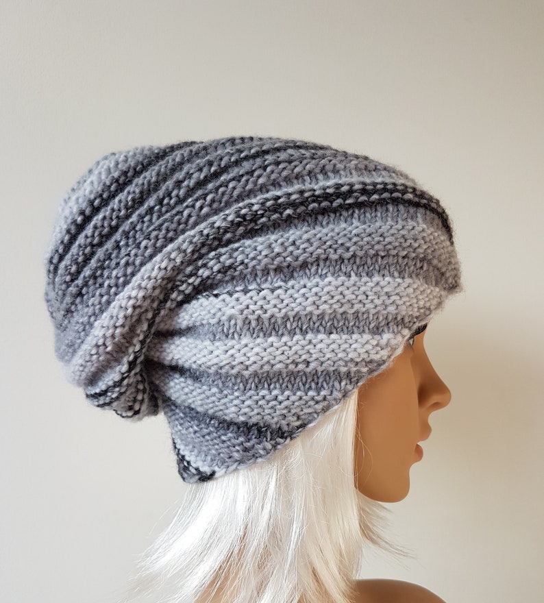 Knitted Slouchy Hat, Beanie Hat image 1