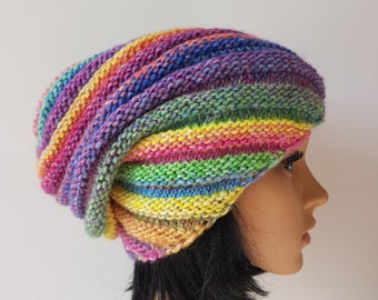 Knitted Snail Hat, Winter Beanie, Slouchy hat, Boho Hat for Woman