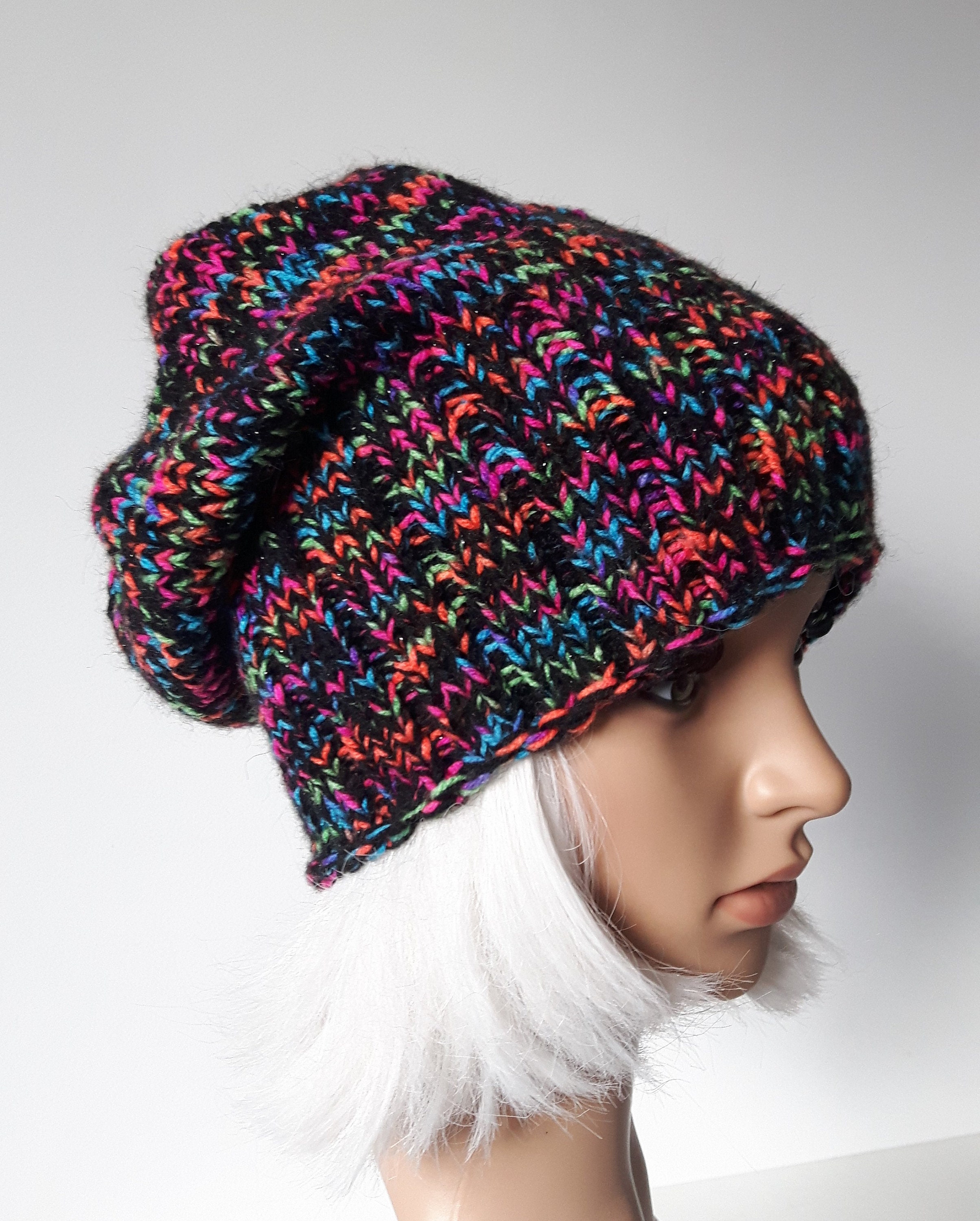 Chapeau Tricoté Coloré Arc-en-ciel Imprimé Pluie Pour Adulte