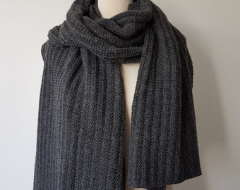 Knitted Gray Shawl, Shawl Wrap, Organic wool, Unisex scarf