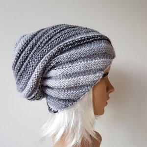 Knitted Slouchy Hat, Beanie Hat image 5
