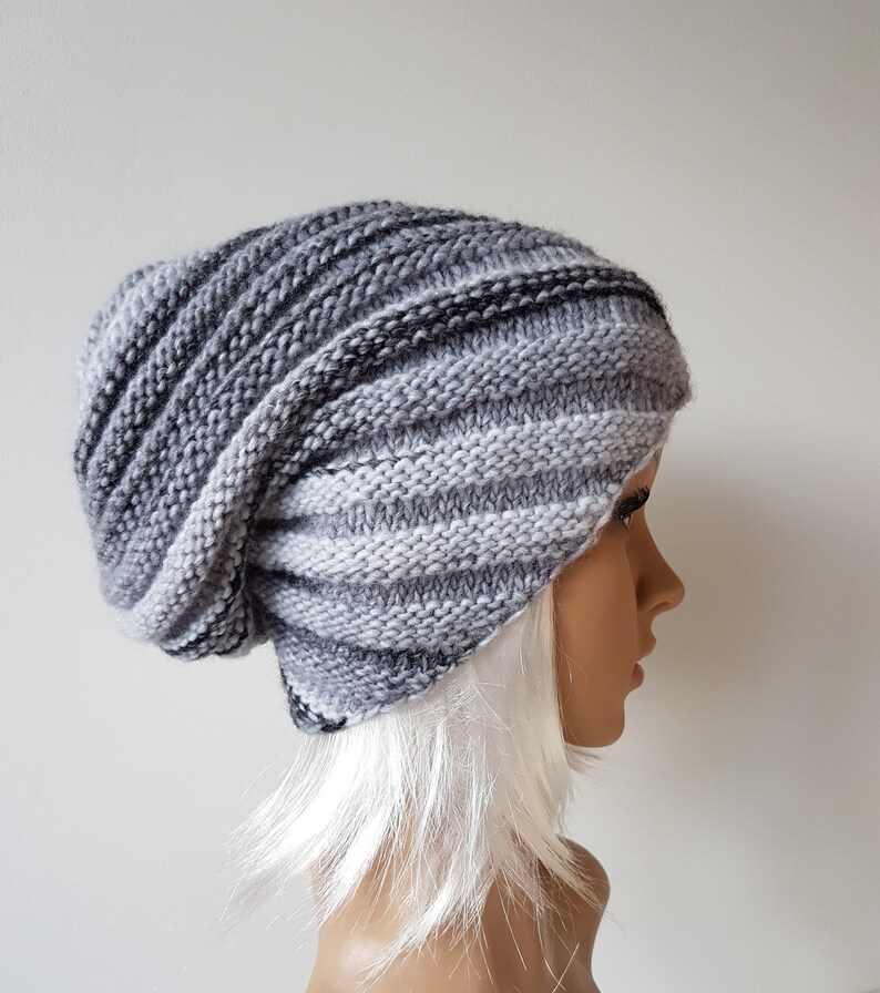 Knitted Slouchy Hat, Beanie Hat image 5
