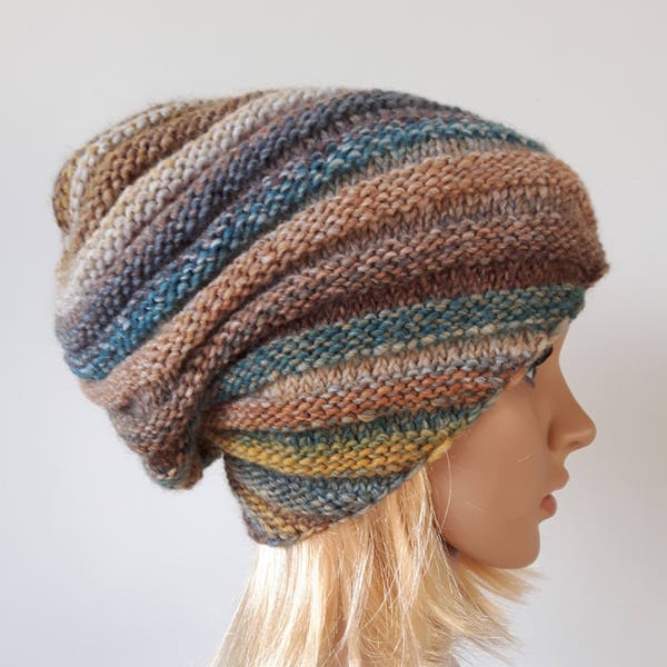 Chapeau d’escargot tricoté, bonnet d’hiver, chapeau slouchy, chapeau Boho pour femme