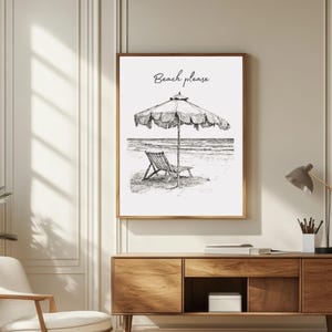 Beach Please Print Trendy Coastal Art Vintage Typography Poster Beach House Decor Ocean Wall Art Girly Print Digital Download