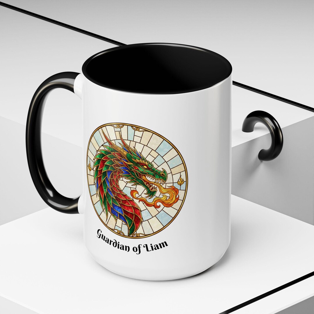 Personalized Stained Glass Dragon Mug, Fantasy Coffee Cup - Etsy