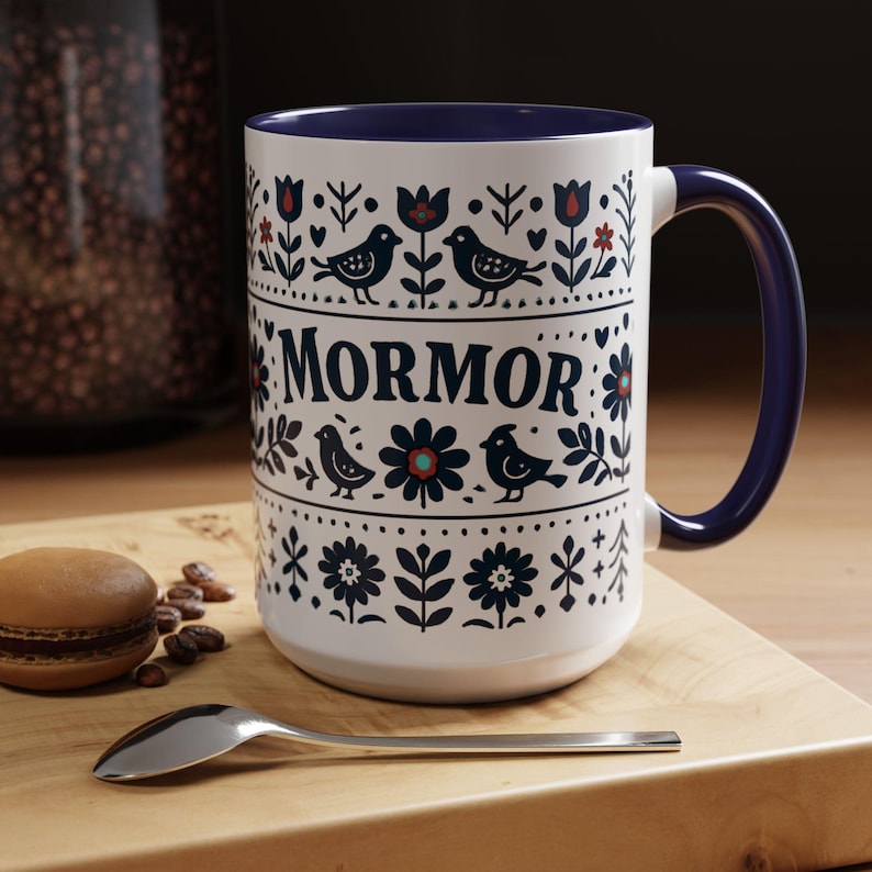 Taza floral sueca Mormor, taza de café de arte popular escandinavo, taza de regalo para la abuela, decoración de cocina nórdica, taza noruega Mormor, regalo para el Día de la Madre imagen 5