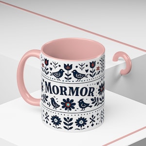 Taza floral sueca Mormor, taza de café de arte popular escandinavo, taza de regalo para la abuela, decoración de cocina nórdica, taza noruega Mormor, regalo para el Día de la Madre imagen 12